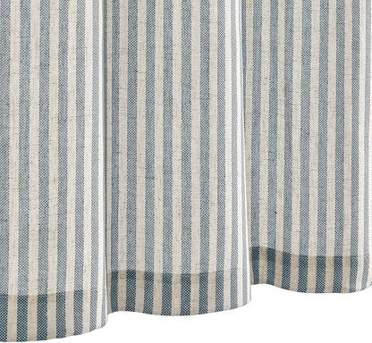 jinchan Tab Top Linen Kitchen Curtains 24 Inches Striped Tier Curtains - Image 8