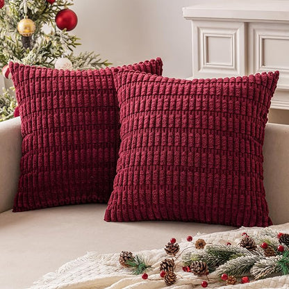 MIULEE Pack of 2 Christmas Burgundy Corduroy Decorative Pillow Covers 12x12 - Image 7