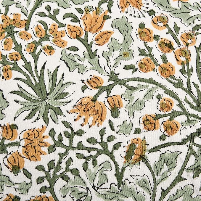 Ridhi Goldenrod Yellow 100% Cotton Block Print Ruffle Lumbar Sham Cover - Image 6