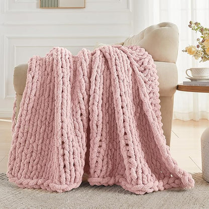 Carriediosa Chunky Knit Throw Blanket 50" X 60", 100% Hand Made Large Chenille - Image 5