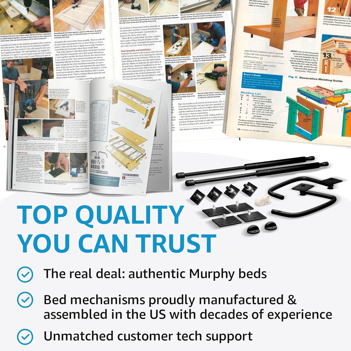 create-a-bed adjustable twin size deluxe murphy bed kit on a desk or shelf