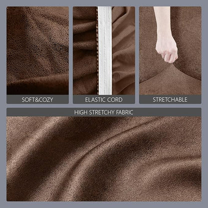 molasofa Leather Like Stretch Futon Slipcover Armless Futon Bed Sofa Cover - Image 4