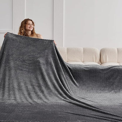 Oversized King Fleece Blanket 120x138 Inches, Seamless Soft Cozy 3D Jacquard by Korbliss