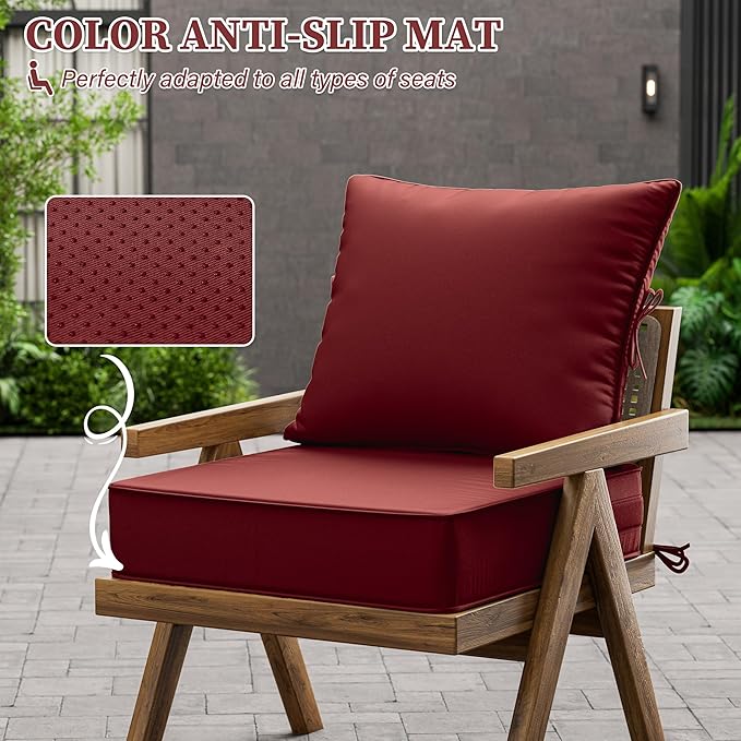 Outdoor Seat Cushion Set 22 L × 22 W × 4 H Inch Waterproof & Fade Resistant - Image 6