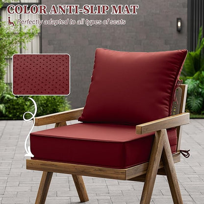 Outdoor Seat Cushion Set 22 L × 22 W × 4 H Inch Waterproof & Fade Resistant - Image 6