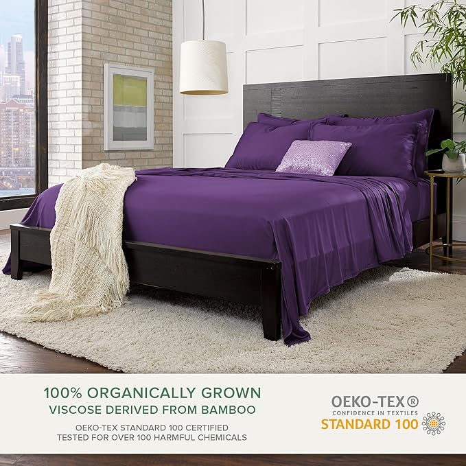 Pure Bamboo Queen Sheets, Genuine 100% Organic Viscose Derived from Bamboo Bed - Image 2