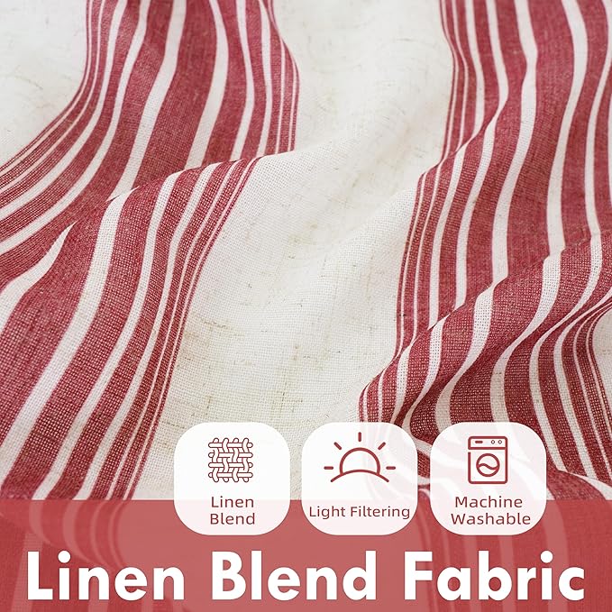 DriftAway Farmhouse Vertical Striped Linen Blend Textured Light Filtering Semi - Image 2