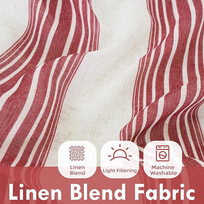 DriftAway Farmhouse Vertical Striped Linen Blend Textured Light Filtering Semi - Image 2