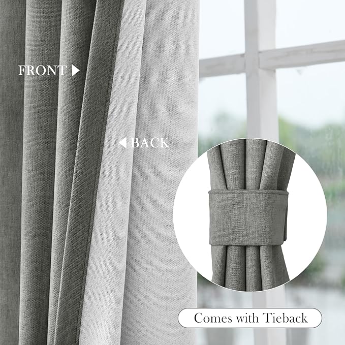 Macochico 100% Blackout Chenille Curtains Thermal Insulated Noise Reducing - Image 6