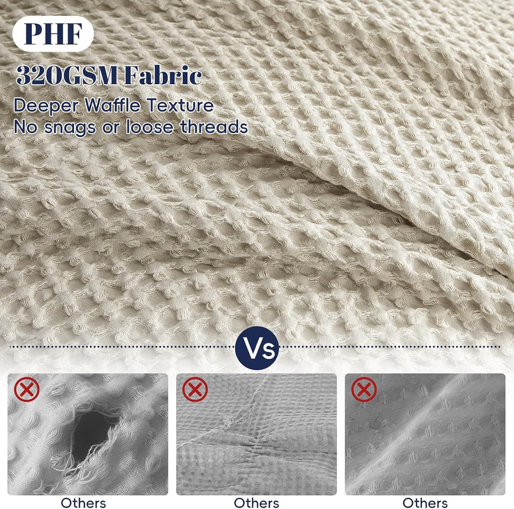 PHF Waffle Duvet Cover Set Queen, Ultra Soft & Breathable, 90"x90&qu...