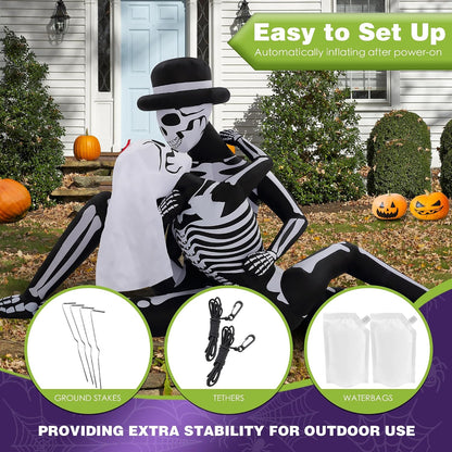 ZPISF 8.5 FT Giant Halloween Inflatables Cuddling Skeleton Couple