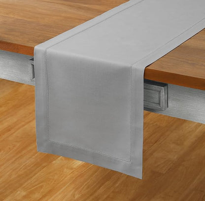 Solino Home Cotton Linen Light Grey Table Runner 72 Inches Long - Image 2
