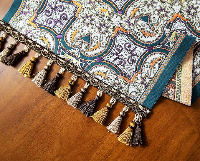13×72 Inch Table Runner, Retro-Luxury Tassels Series - Image 4