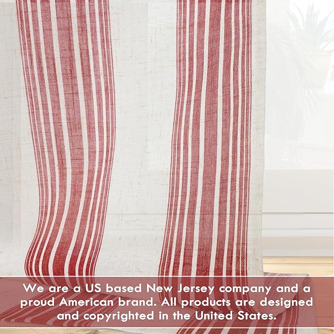 DriftAway Farmhouse Vertical Striped Linen Blend Textured Light Filtering Semi - Image 6