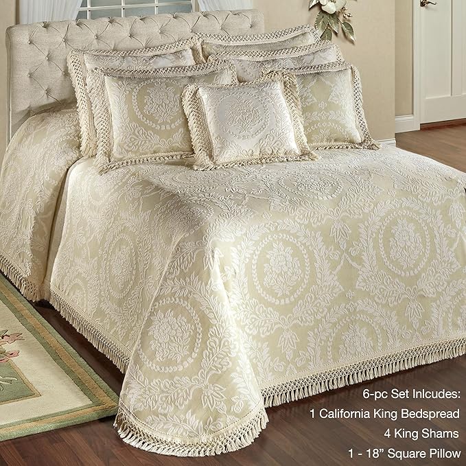 Timeless Vintage Style Bedding | Neutral Sage and Ecru | Textured Matelasse - Image 2
