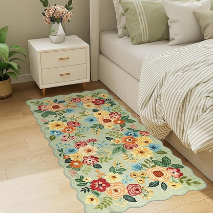 DUKINO 2x4 Washable Runner Rugs, Non Slip Floral Print Entryway Rug - Image 4