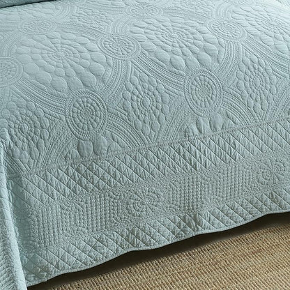 MarCielo 3-Piece 100% Cotton Oversized Bedspread Lightweight Quilt Coverlet - Image 2
