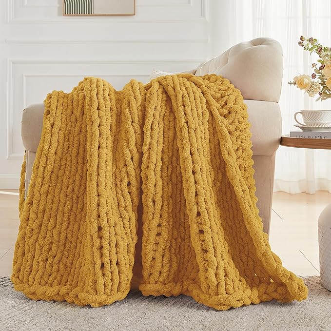 Carriediosa Chunky Knit Throw Blanket 60" X 80" Twin, 100% Hand Made Large - Image 5