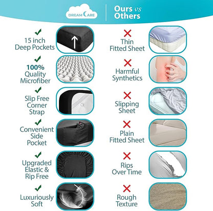 DREAMCARE Twin XL Sheet Sets – 3pcs Cooling Sheets – up to 15” Deep Pocket Twin - Image 2