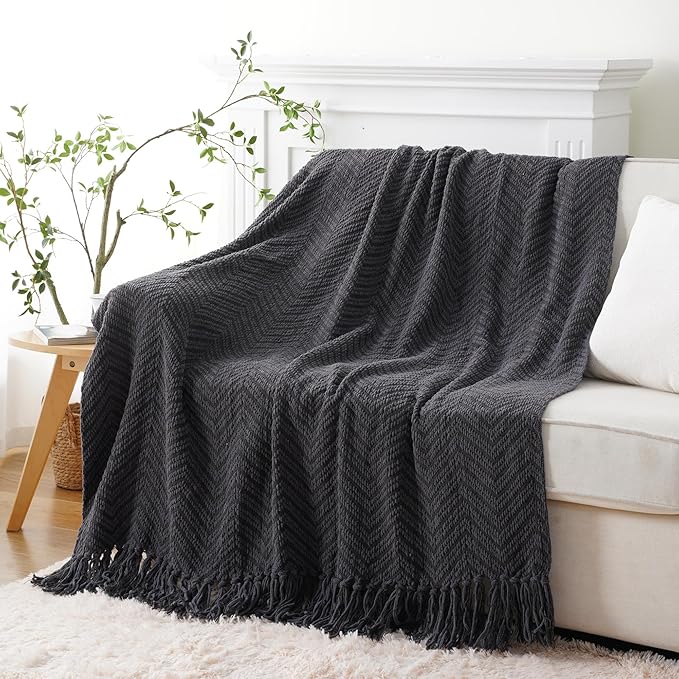 BATTILO HOME Dark Grey Throw Blanket - Image 2
