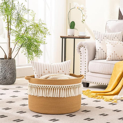 KAKAMAY Large Blanket Basket, Woven Baskets - Image 3