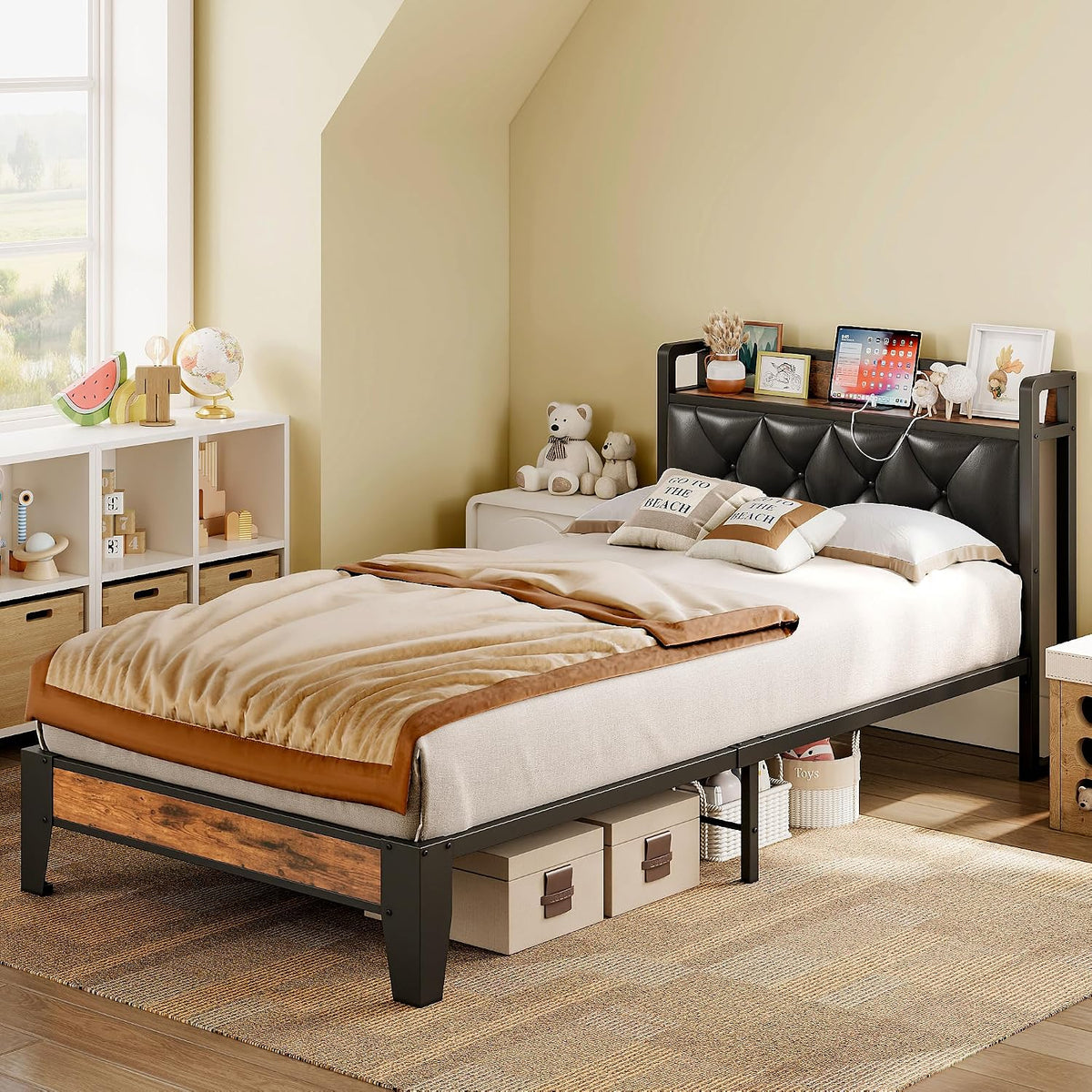 anctor twin xl bed frames, storage headboard with showing dimensions