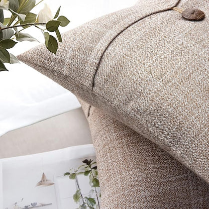 Phantoscope Pack of 2 Farmhouse Throw Pillow Covers Premium Coconut Button - Image 4