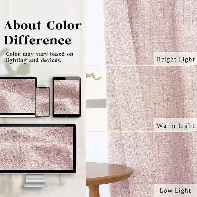 Gwine Blush Pink Curtains 45 Inch Length - Image 3