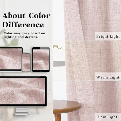 Gwine Blush Pink Short Curtains 24 Inch Length 2 Panels, Light Filtering - Image 3
