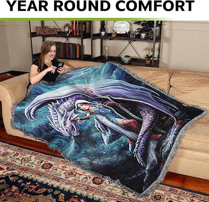 Pure Country Weavers Dragon Mage Woven Blanket by Anne Stokes - Image 3
