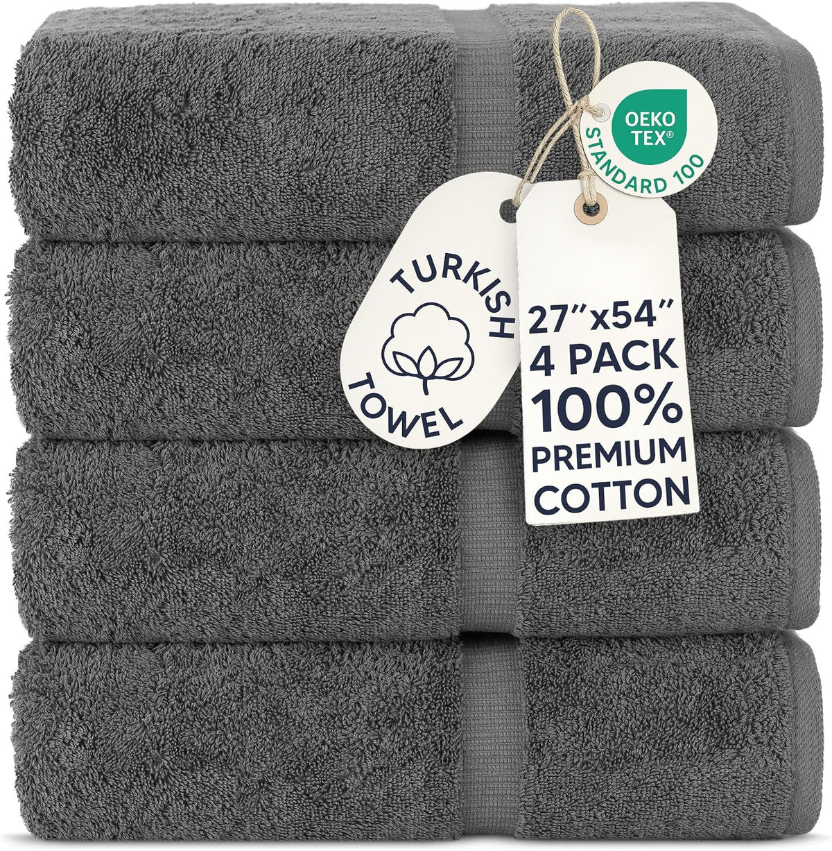 chakir turkish linens 100% cotton 4-pack bath towels shown in use