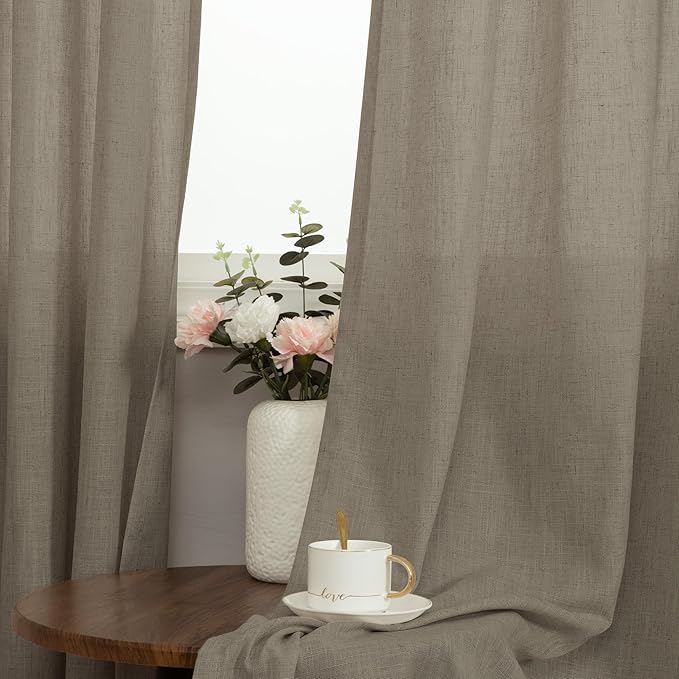 Pitalk Dark Taupe Linen Curtains - Image 4