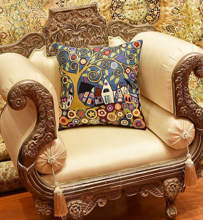 Blue Gray Tree of Life Accent Pillow Cover Karla Gerard Floral Pillowcase - Image 2