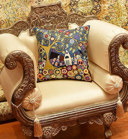 Blue Gray Tree of Life Accent Pillow Cover Karla Gerard Floral Pillowcase - Image 2