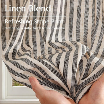 jinchan Striped Linen Kitchen Curtains 36 Inches Length Tier Curtains Farmhouse - Image 6