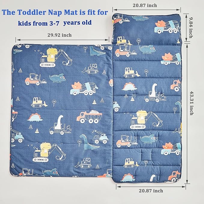 Toddler Nap Mat with Removable Pillow, Ultra Soft Slumber Bags - Image 2