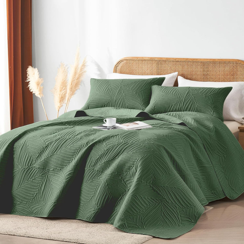 OARAGE King Quilt Bedding Set Lightweight Soft Olive Green Bedspread Coverlet...