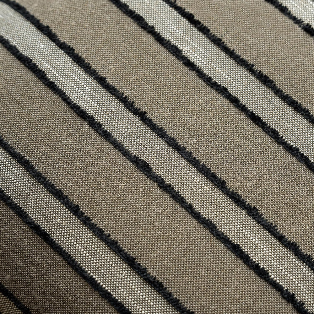 FIOUOVO Striped Linen Throw Pillow Covers 20x20 Set of 2, Taupe