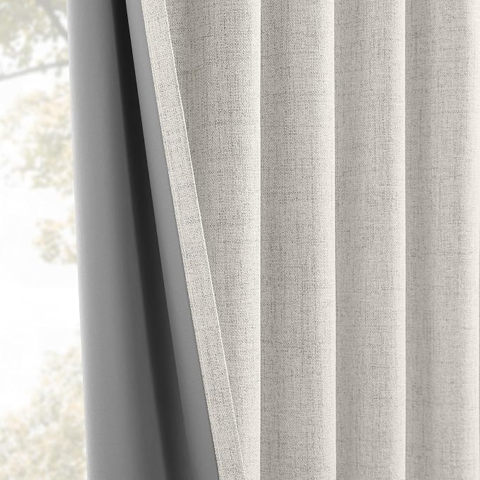 CUCRAF Custom Linen 100% Total Blackout Curtains, Light Blocking Drapes Thermal - Image 6