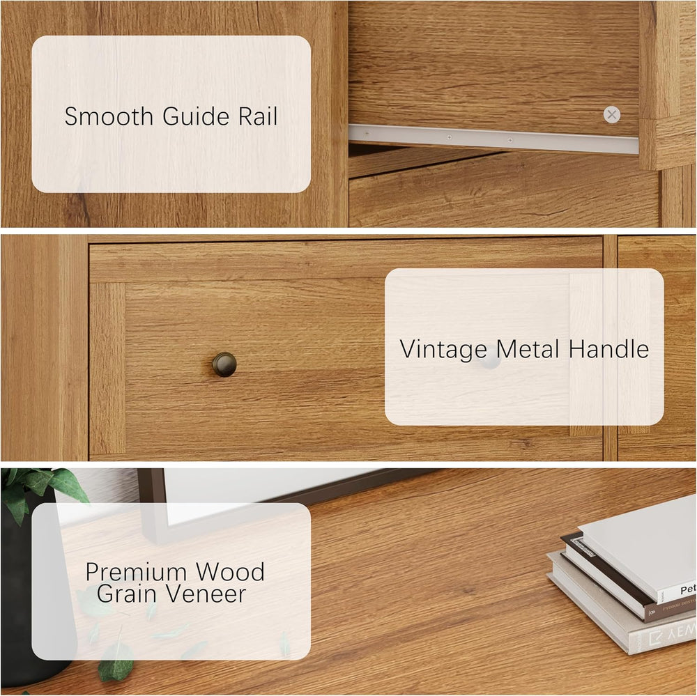 Dresser for Bedroom 8 Drawer Wood Dresser 56.3" Wide, Large Storage Ches...