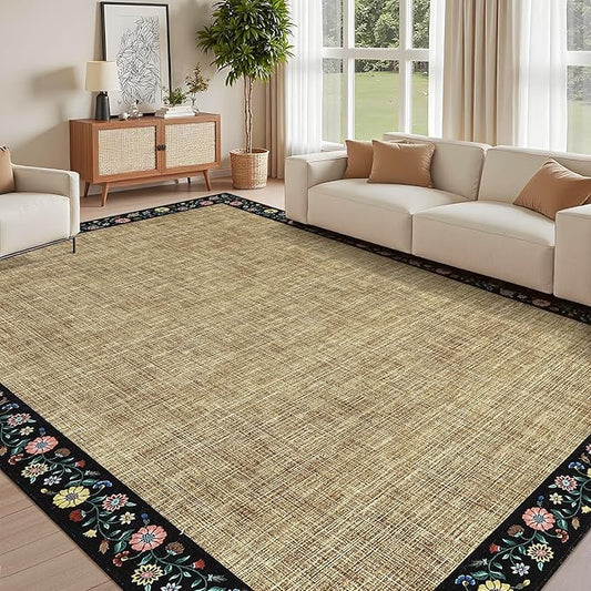 GarveeHome Washable Rugs for Living ROM 8 x 10 Large Area Rug Farmhouse Floral by GarveeHome