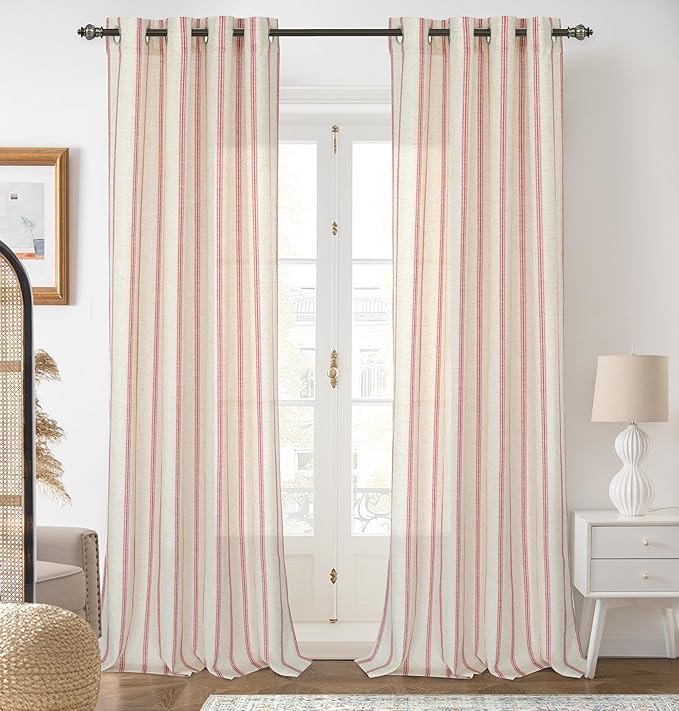 DriftAway Farmhouse Vertical Striped Linen Blend Textured Light Filtering Semi by DriftAway