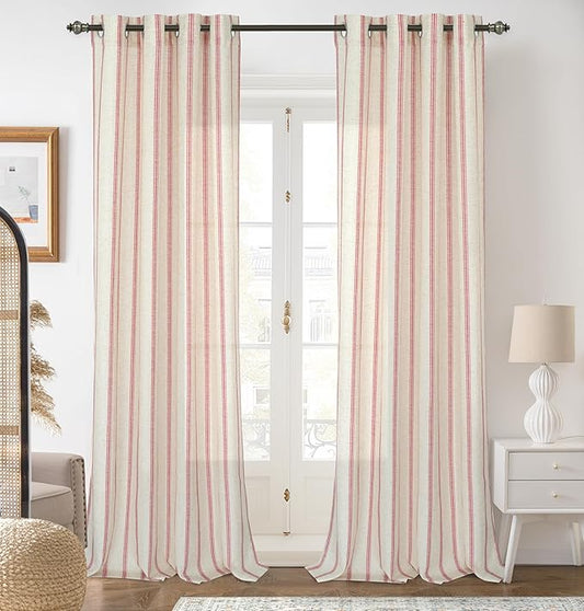 DriftAway Farmhouse Vertical Striped Linen Blend Textured Light Filtering Semi by DriftAway