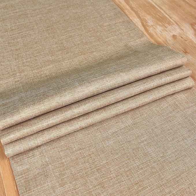 NEWISHER Farmhouse Rustic Table Runner Solid Flaxen Rectangular Table Runners - Image 5