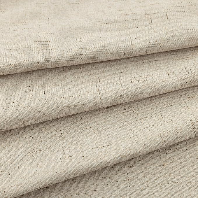 KOUFALL 132 Inch Extra Long Blackout Curtains, Linen Beige Pleated Back Tab - Image 8