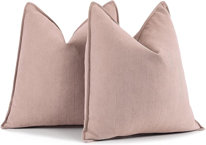 ZWJD Dusty Pink Pillow Covers 18x18 Set of 2 Chenille Throw Pillow Covers by ZWJD