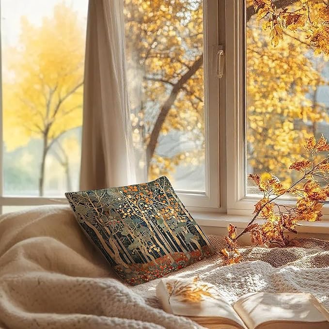 Rustic Autumn Forest Pillow Covers 18x18 Double-Sided, Fall Home Room Decor - Image 6