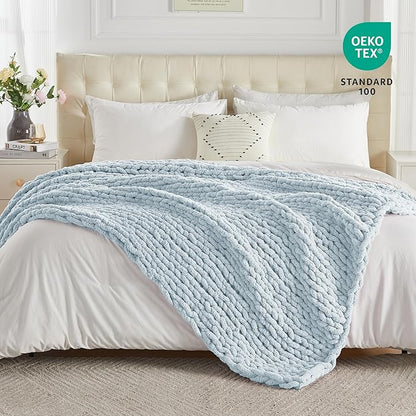 Carriediosa Chunky Knit Throw Blanket 60" X 80" Twin, 100% Hand Made Large - Image 4