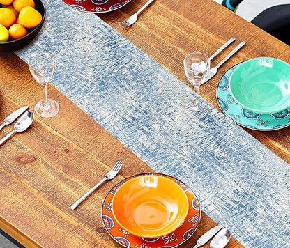Blue Table Runner Modern Art Table Runner 72 Inches Long Dresser Scarves Coffee - Image 5