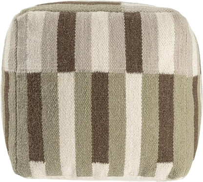 LR Home Handmade Modern Geometric Square Indoor Medium Pouf Ottoman, - Image 3